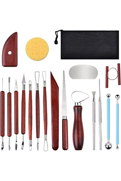 Arabest 18-Piece Clay Sculpting and Pottery Carving Tool Kit,Wooden Handle St...
