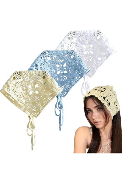 STARSTAR 3-piece retro crocheted knotted headband set, perfect for summer bea...