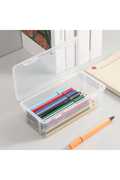 STARSTAR Extra-Large Capacity Plastic Pencil Case Stackable Semi-Transparent Box