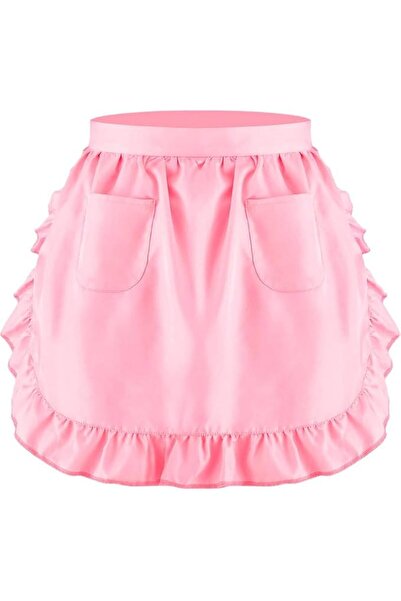 STARSTAR Double-waist apron, ruffled kitchen apron, durable maid apron - pink