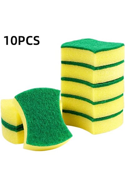 STARSTAR Yellow 10-Piece Kitchen Dishwashing Sponge Scouring Pad Set 10x8x3 cm