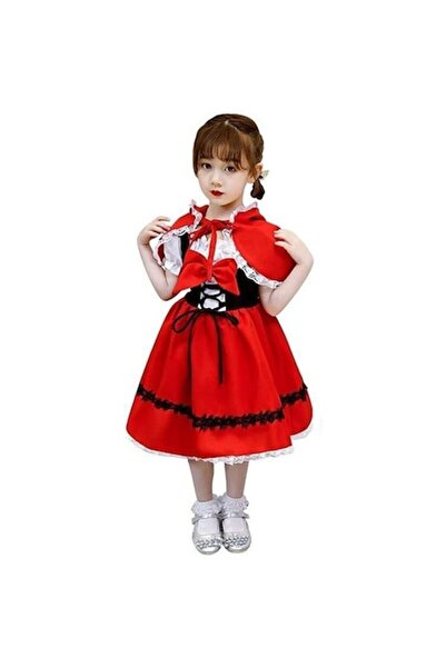 OEM Costum Scufița Roșie pentru fete, cu pelerină, roșu, 3-4 ani