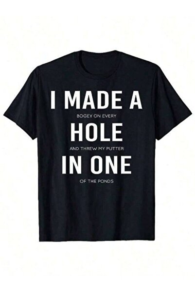 LİNA06 قميص رجالي مضحك بتصميم "I Made A Hole In One"، قطن أسود محبوك، تي شيرت...
