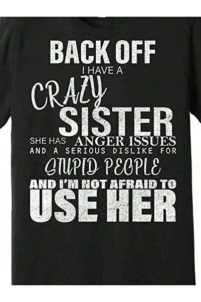 LİNA06 Crazy Sister Humor Premium Graphic-Shirt Funny Short Sleeve Tee Men Wi...