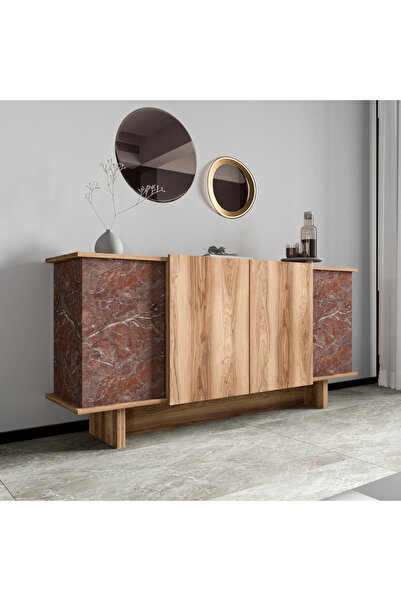 ALONEX HOME DİANA 180 CM KONSOL , CEVİZ- VİŞNE MERMERİ