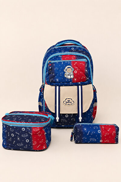 ELATAE Primary School Middle School 3-Piece School Bag Set Orthopedic Multi-C...