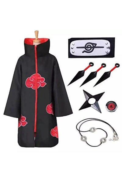 OEM Costum Cosplay Anime Naruto Sasuke Uchiha, cu accesorii, negru, 7-8 ani, ...