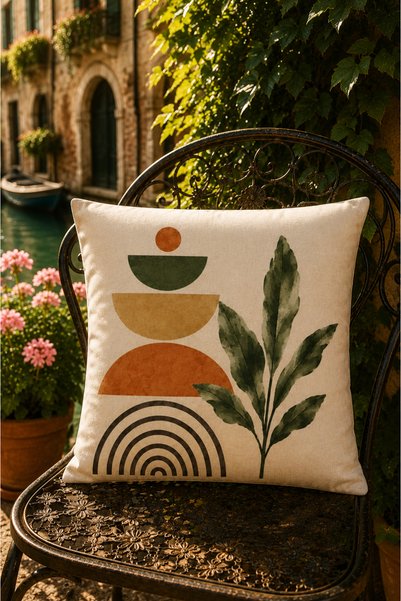 SasoHome The Terra Collection | Doğadan İlham Alan Premium Kırlent Seti - Desenli Dijital Baskılı Dekoratif Kırlent Kılıfı Seti 4lü