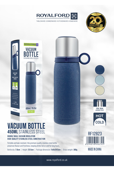 ROYALFORD 600ml Stainless Steel Vacuum Bottle RF12824 Hot and Cold, Preserves...