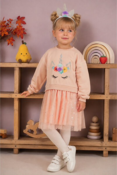 Eray Kids Момичешка рокля от тюл с брокат и щампа на еднорог, за 3-6 години