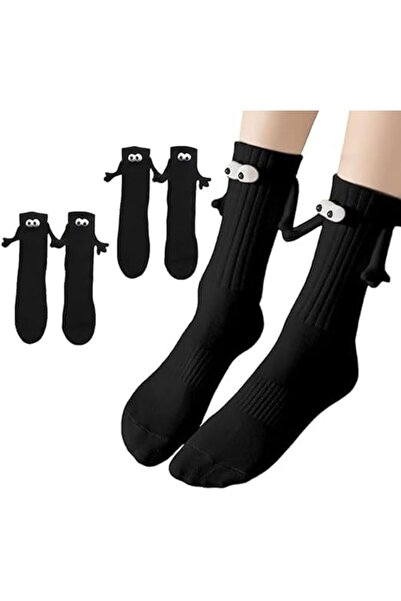 Arabest 2 Pairs Magnetic Holding Hands Socks,Couple Matching Calf Sock,Funny ...