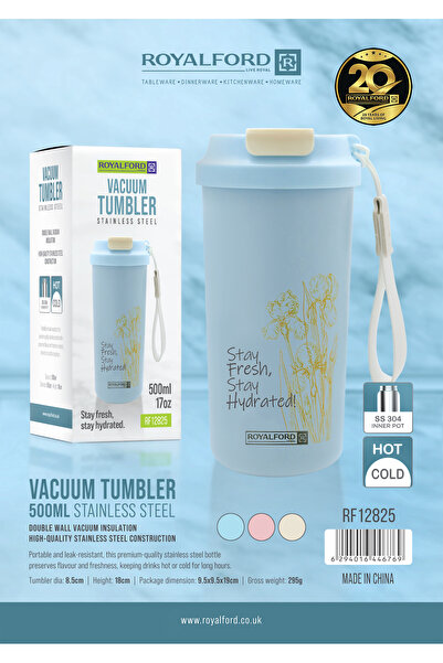 ROYALFORD 500ml Vacuum Tumbler RF12825 Stainless Steel Construction, Double W...