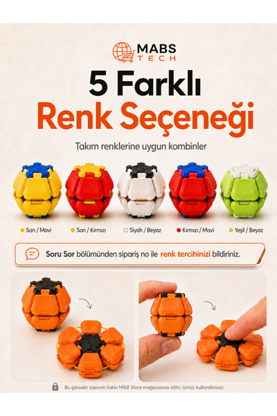 Mabs Tech Clicker Stres Topu – Lastik Mekanizmalı Açılır Kapanır 3D PLA Baskı...