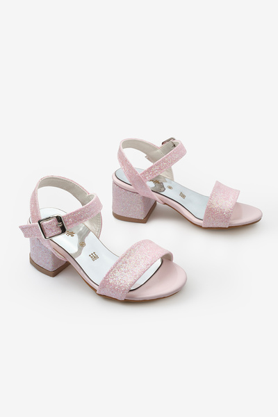 Le Mabelle Pink Single Strap Ankle Strap Girls' Heeled Shoes