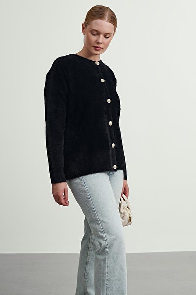 Gülce moda Women's Soft Plush Look Beard Knitwear Cardigan Jacket