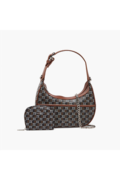 Chrisbella Printed Shoulder Bag with Pouch