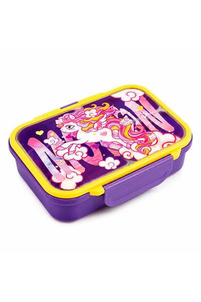 HI-FINE Kids Unicorn Divided Lunch Box 550ml, Handheld Leak‑Proof Sealed BPA‑...