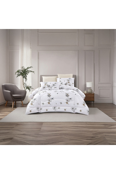 Lifestyle Super King Floral Print 6 Piece Reversible Comforter Set - 260x240cms
