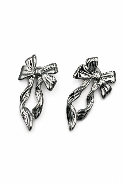 Jack Ferrero Gray Earrings with Bow Detail and Twisted Ribbon Design