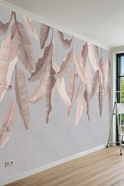 dreamwall Sarkan Büyük Tropik Yaprak Motifli Tek Parça Tekstil Duvar Kağıdı