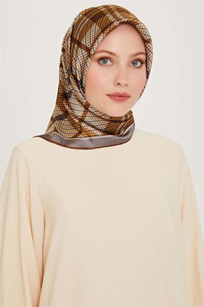 Armine Tivil Silk Scarf 9247-05 Mustard Yellow Mixed Pattern