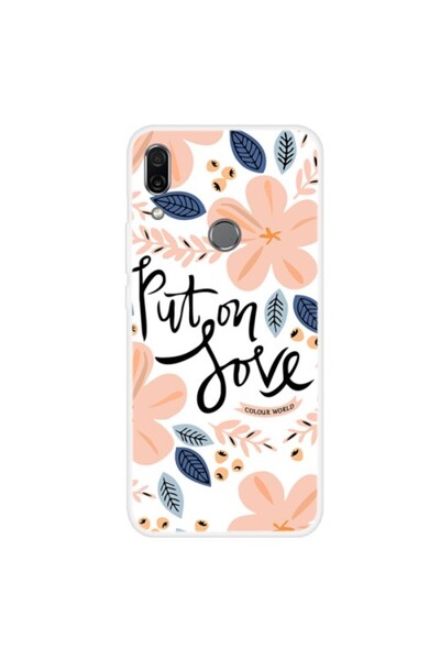 OEM Θήκη TPU Σιλικόνης για Huawei P Smart Z - Ροζ Λουλούδια και Φύλλα