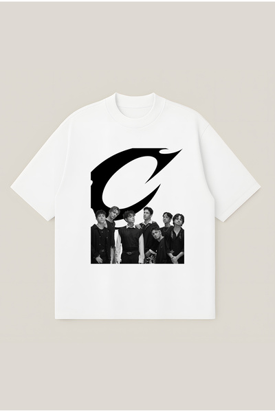 Moon Dancer Crush Boyband C Logo Printed Oversize Boxy Cut Breathable 100% Co...