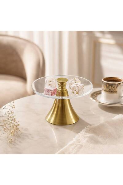 KOZMİK GİFT Pleksi Sunumluk (BÜYÜK BOY) Gold Metal Ayaklı Kahve Yanı Lokumluk...