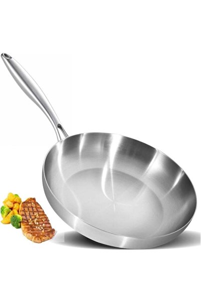 HXD Zoomlion 10-Inch Stainless Steel Fry Pan – Tri-Ply Induction Compatible S...