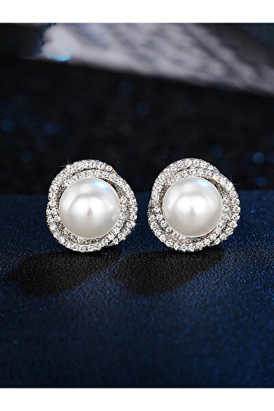 Take Two By Styli Silver Pearl Stud Earrings