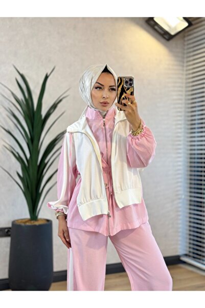 ALANURMODA 22898 Front Vest Piece Detailed Suit Pink