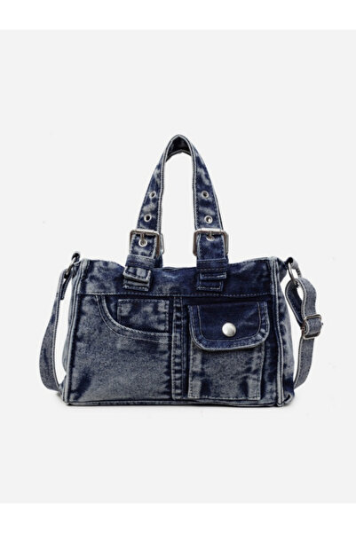 Take Two By Styli Blue Denim Handbag with Flap Pocket