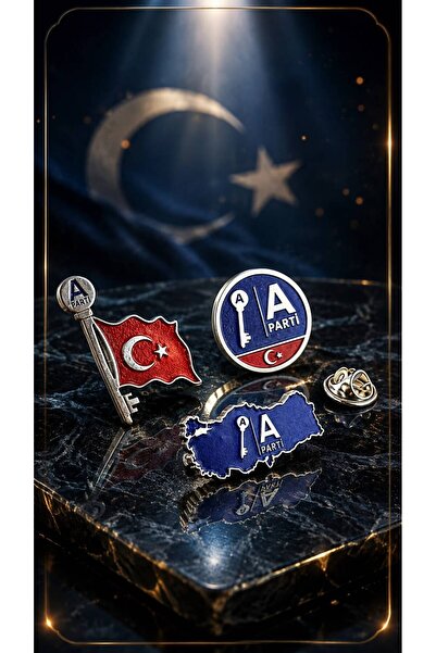 Kuyumcudan Anahtar Parti 3 Adet Gümüş Kaplama Yaka Rozeti