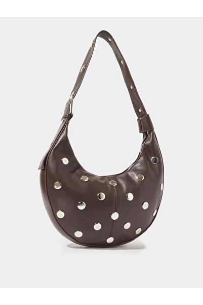 Styli Coffee Brown Studded Shoulder Bag
