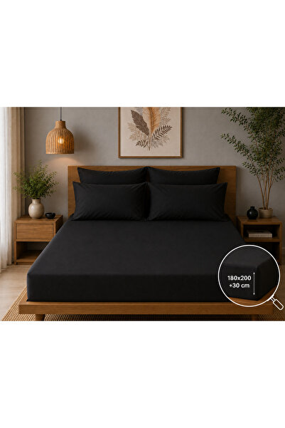 DüşEvi Double Ranforce Fabric Elastic Sheet Set – Breathable Soft Textured Ki...