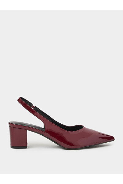 Take Two By Styli Burgundy Patent Pointed Toe Slingback Shoes