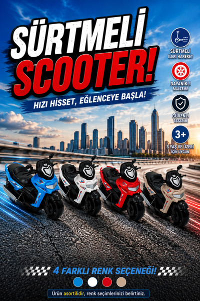 craftivio Sürtmeli Oyuncak Motor Scooter 3+ Yaş Çocuk Motosikleti