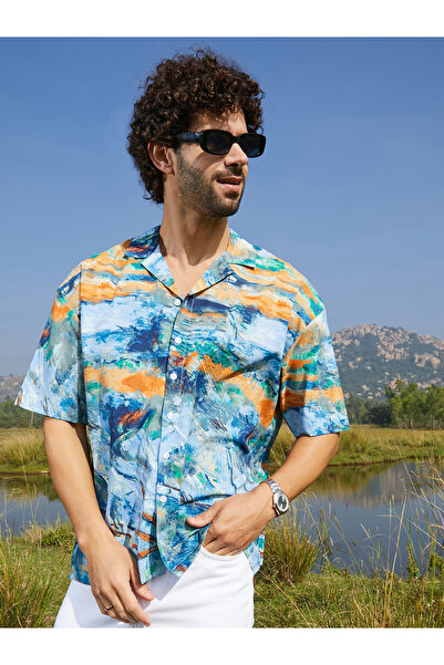 Campus Sutra By Styli Men Printed Short Sleeve Oversized Shirt