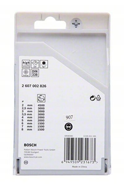 Bosch HSS-PointTeq 2-8mm 9 bucăți Set de burghie hexagonale pentru metal IXO ...