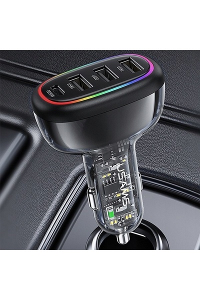 Usams ÎNCĂRCĂTOR AUTO 48W 1XUSB-C 3XUSB-A PENTRU SMARTPHONE ÎNCĂRCARE RAPIDĂ