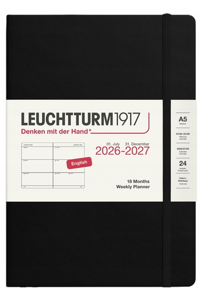 NO BRAND Agendă orizontală A5, planificator tyg, 18 luni 2026/2027 Leuchtturm...
