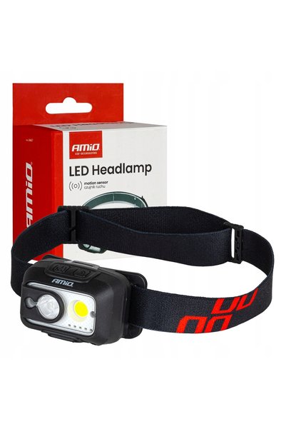 AMIO Lanternă frontală reîncărcabilă cu senzor de mișcare XPG+COB 1800mAh (BA...