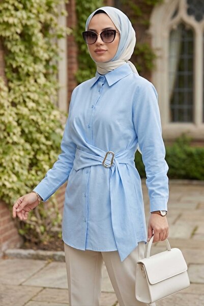 TOFİSA Toka Kuşak Detaylı Tunik Bebe Mavi - 28728-BEBE-MAVI