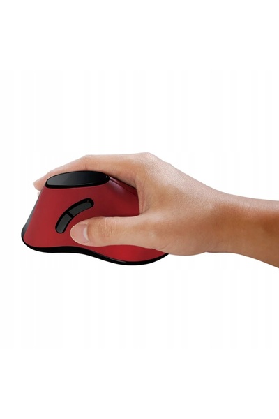 NO BRAND Mouse wireless roșu, optic, ergonomic, vertical, 2.4GHz, 1200 dpi