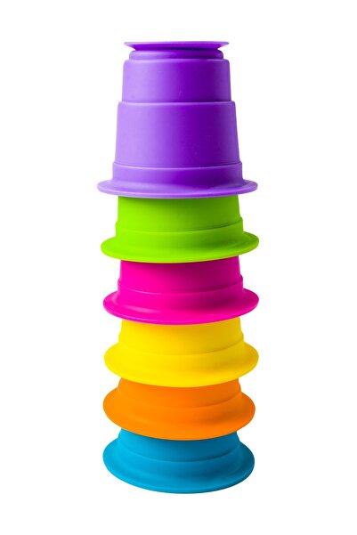 NO BRAND Fat Brain Toys piramidă cu ventuze din silicon Suction Kupz 12M+