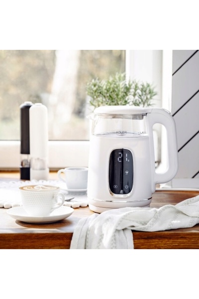 adler Fierbător electric fără fir din sticlă cu panou LED, 1.7L, 2200W, AD1305ws