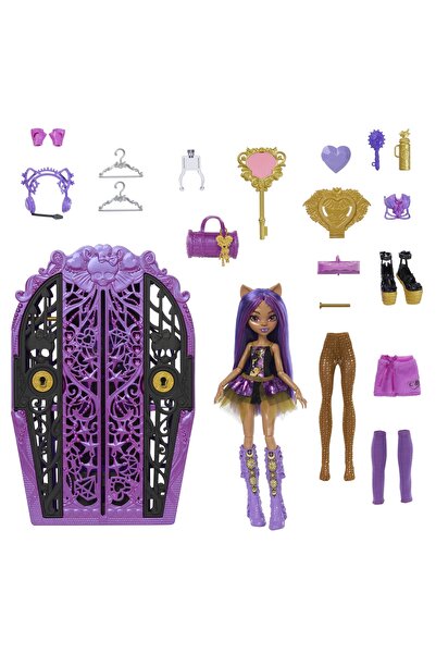 MONSTER HIGH Dulap cu secrete înfricoșătoare cu accesorii Păpușă Clawdeen Wol...