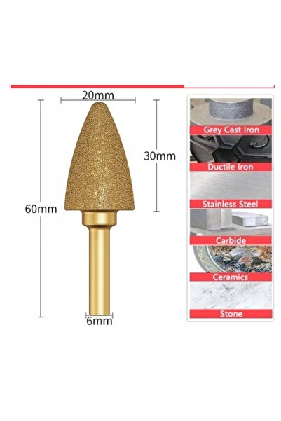 NO BRAND Freză conică cu vârf diamantat, tijă de 20mm, 6mm, 30mm, 60mm, pentr...