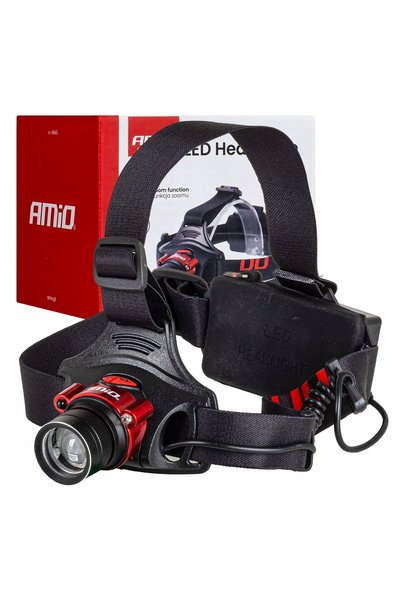 AMIO Lanternă frontală reîncărcabilă T6 3600mAh (BATERIE) cu funcție de zoom,...