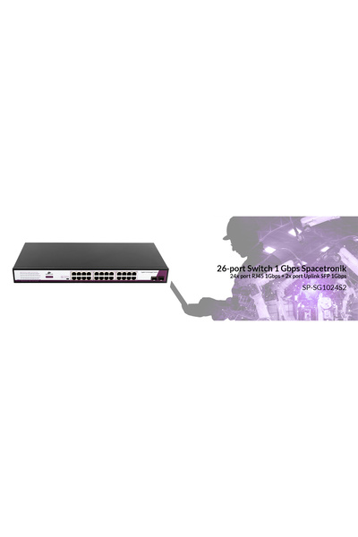 Spacetronik SWITCH 24 porturi + 2 porturi SFP 1Gbps SP-SG1024S2